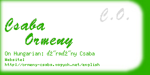 csaba ormeny business card